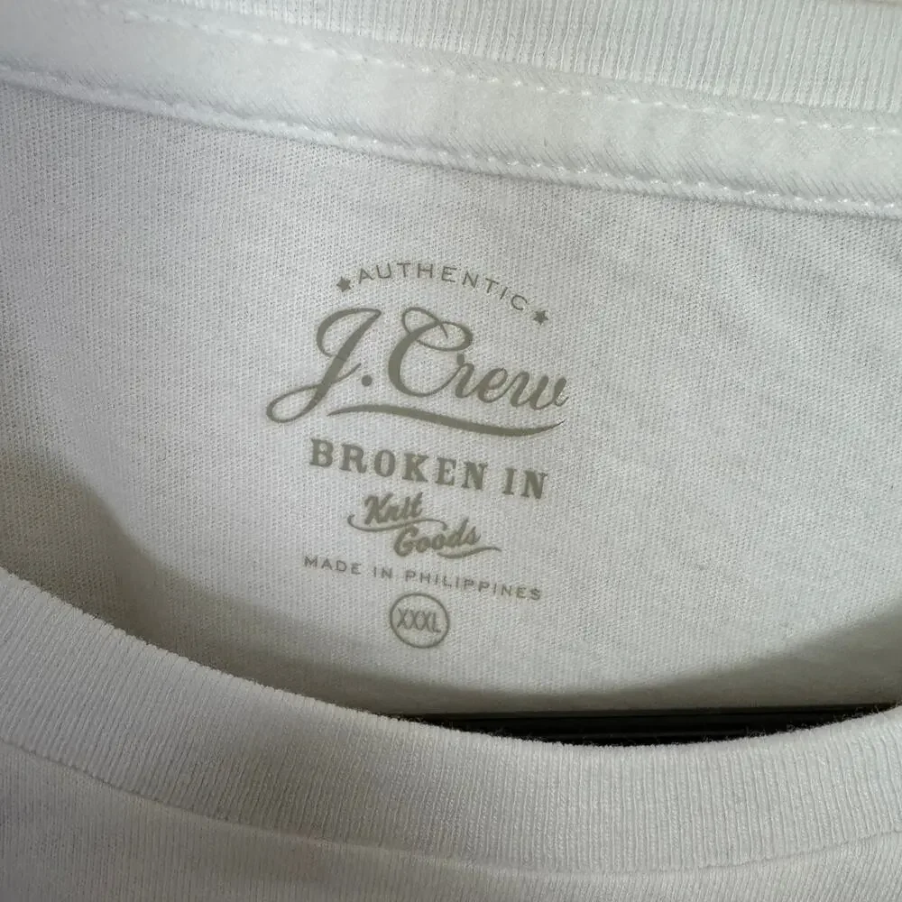 J.Crew Broken In Crew Neck T-Shirt Mens 3XL White Short Sleeve Cotton Pullover